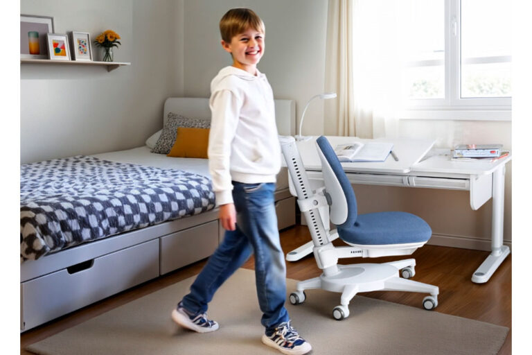 ergonomischer, höhenverstellbarer Kinderdrehstuhl SINO blau / SALTO Kindermöbel München / Moll / boy