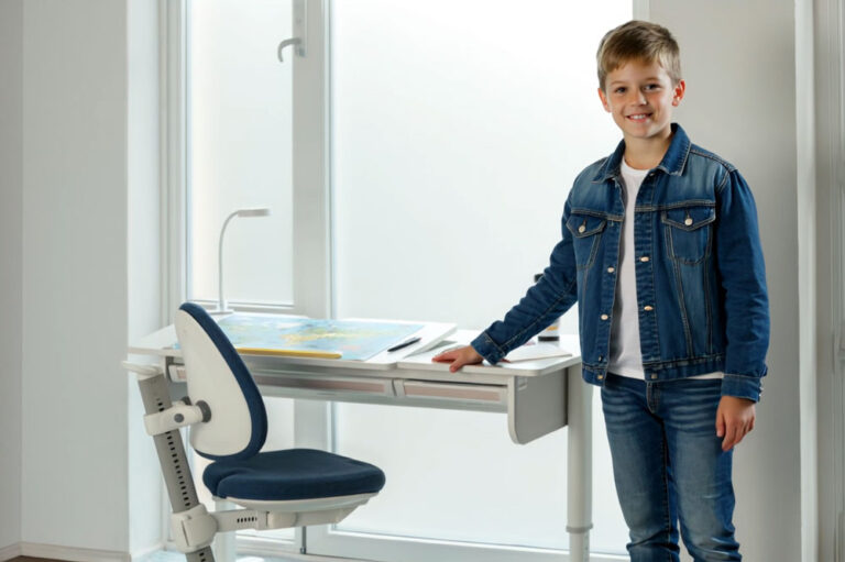 ergonomischer, höhenverstellbarer Kinderdrehstuhl SINO blau / SALTO Kindermöbel München / Moll / boy