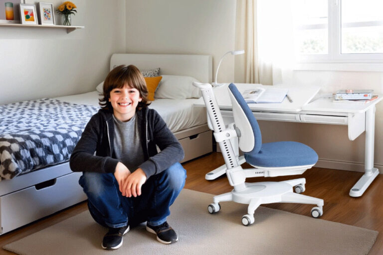 ergonomischer, höhenverstellbarer Kinderdrehstuhl SINO blau / SALTO Kindermöbel München / Moll /boy