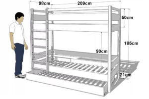 Kinderbett KINTO / Etagenbett mit Schublade / Buchenholz weiß lackiert / SALTO Kindermöbel München